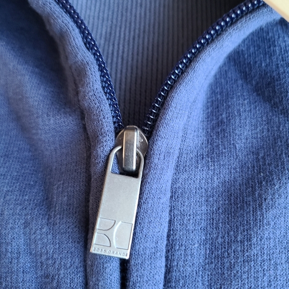 Boss Orange Long Sleeve Zip-up Blue Sweater Size L - Picture 7 of 12